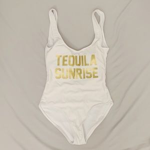 Tequila Sunrise white one piece swimwear with low back